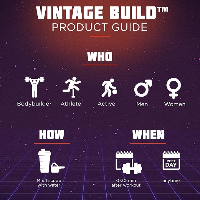 Vintage Build – Post Workout Recovery & Muscle Building Powder Drink for Muscular Strength & Growth - Reduces Soreness – Creatine Monohydrate, BCAAs, L-Glutamine – Fresh Berries Flavor – 377g-HarmonyPath Wellness
