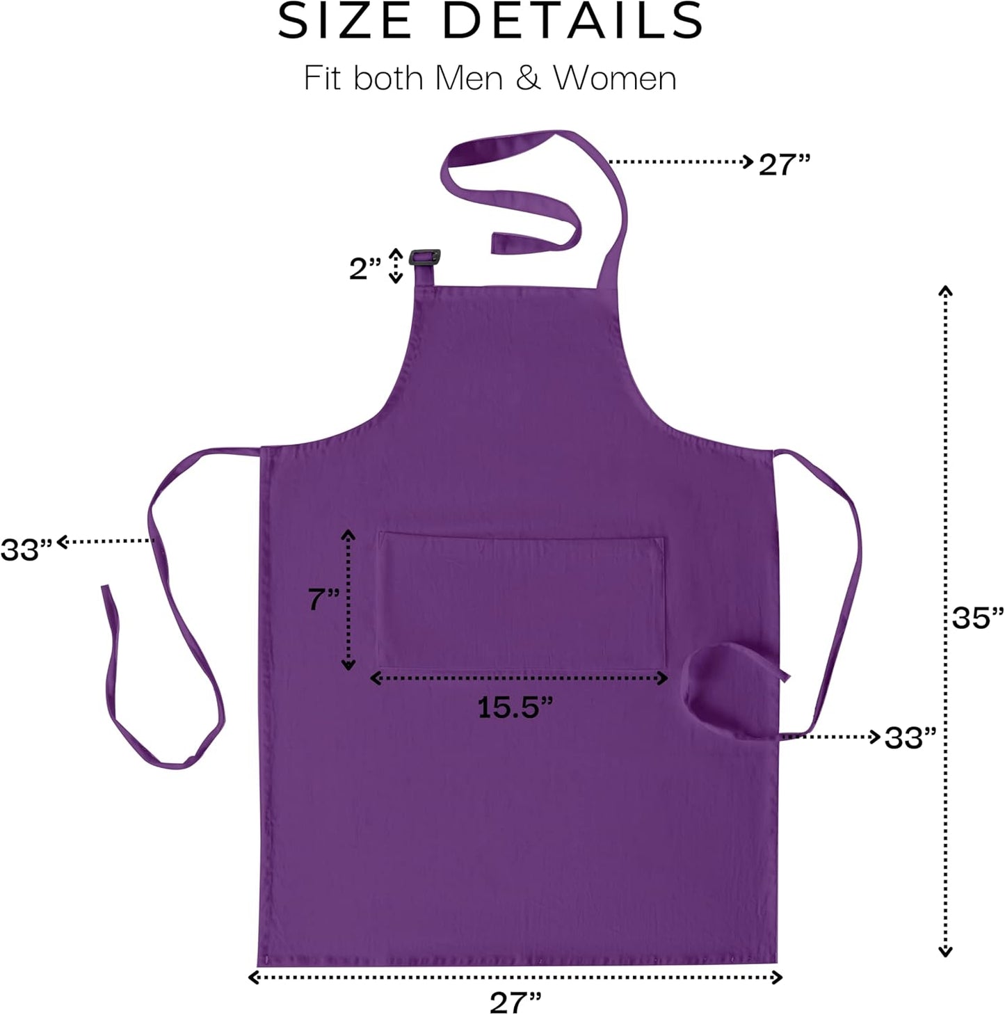 RAJRANG 100% Cotton Cooking Apron with 3 Pockets Kitchen Chef BBQ Adjustable Bib Aprons for Women Men