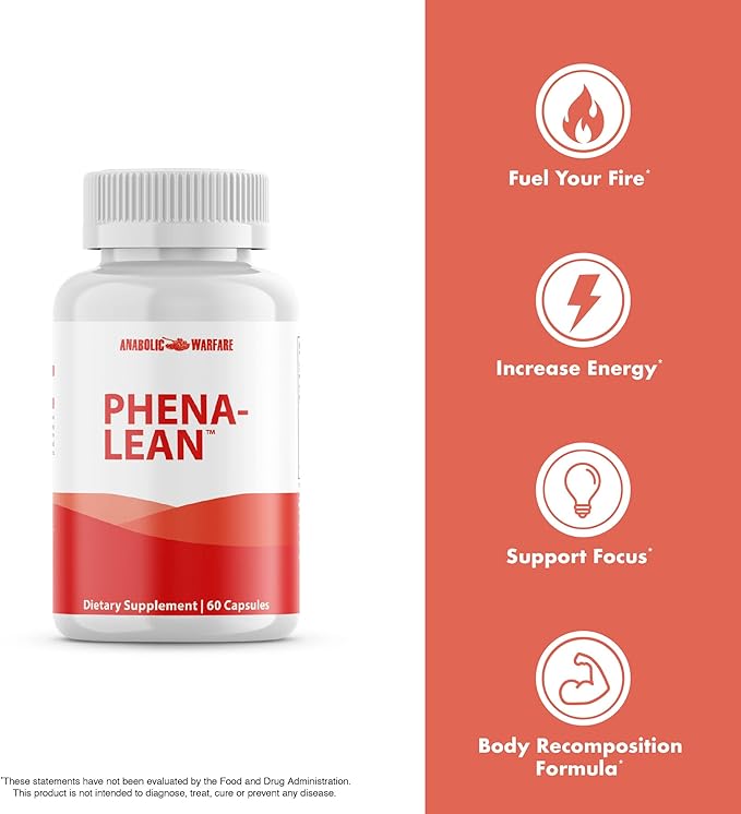 Anabolic Warfare Phena-Lean Premier Supplement from Thermogenic Body Composition Supplement – Fuel Your Fire, Promote Energy, Increase Focus* - 60 Capsules.