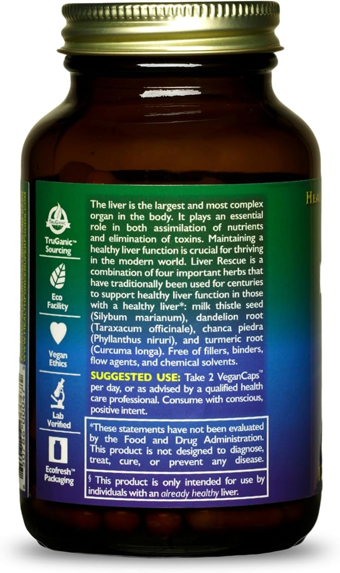 HealthForce SuperFoods Liver Rescue - Natural Liver Cleanse - Liver Health Formula with Milk Thistle & Dandelion Root - Gluten-Free & Vegan - 120 Capsules (Pack of 3)