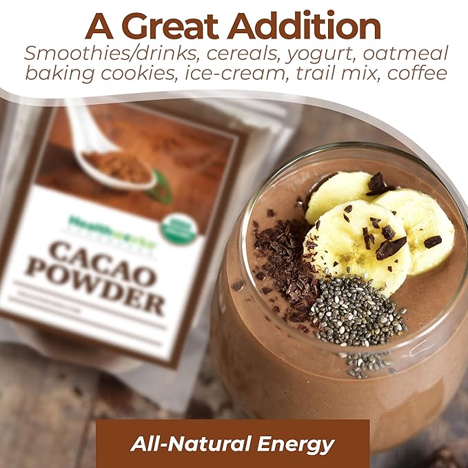 Healthworks Superfoods Organic Cacao Powder - 16 Oz / 1 Lb - Cocoa Chocolate Substitute - Rich Choclate Flavour - Sugar-Free, Keto, Vegan & Non-GMO - Peruvian Bean/Nut Origin - Antioxidant Superfood-HarmonyPath Wellness