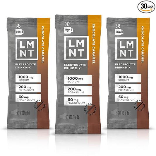 LMNT Zero Sugar Hot Chocolate or Coffee Mixer - Chocolate Caramel Salt | Drink Mix | 30-Count