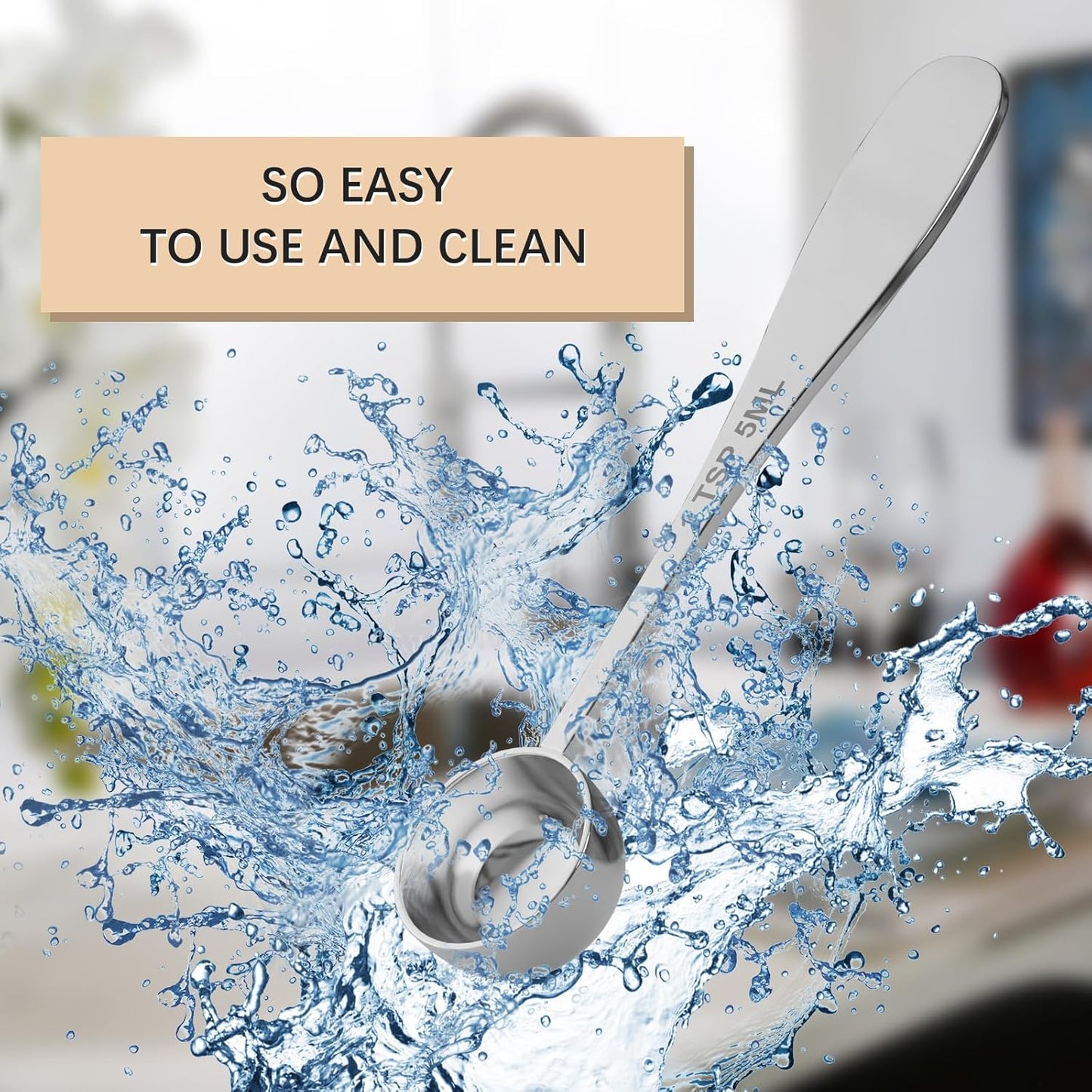 1PCS 1tsp(1/3tbsp, 5 ml) Single Measuring Spoon, Stainless Steel Individual Teaspoon, Metal Measure Scoop with Gift Box