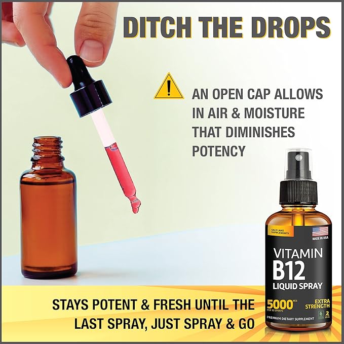 (2 Pack) - Liquid B12 Spray 5000 mcg - Vitamin B12 Sublingual - Vegan B12 Vitamin Spray - Methylcobalamin Vitamin B12 Liquid Boosts Energy & Mood - Gluten-Free & Non-GMO-HarmonyPath Wellness