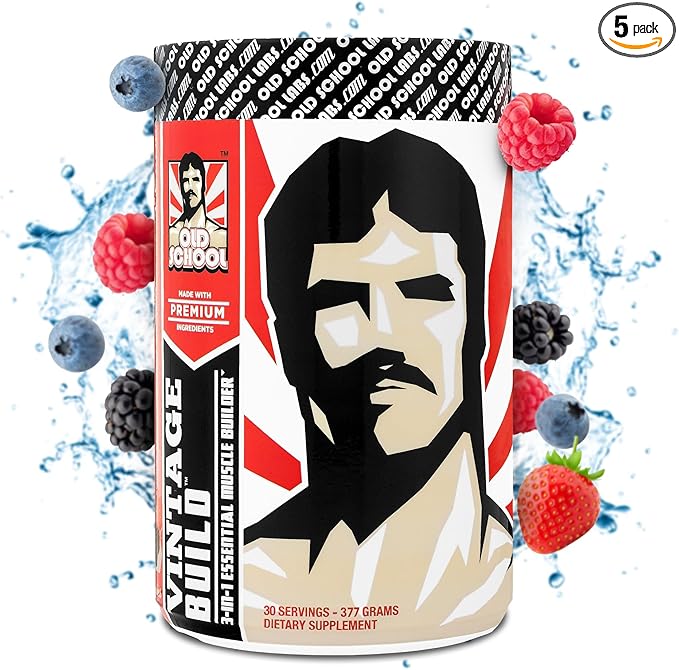 Vintage Build – Post Workout Recovery & Muscle Building Powder Drink for Muscular Strength & Growth - Reduces Soreness – Creatine Monohydrate, BCAAs, L-Glutamine – Fresh Berries Flavor – 377g-HarmonyPath Wellness
