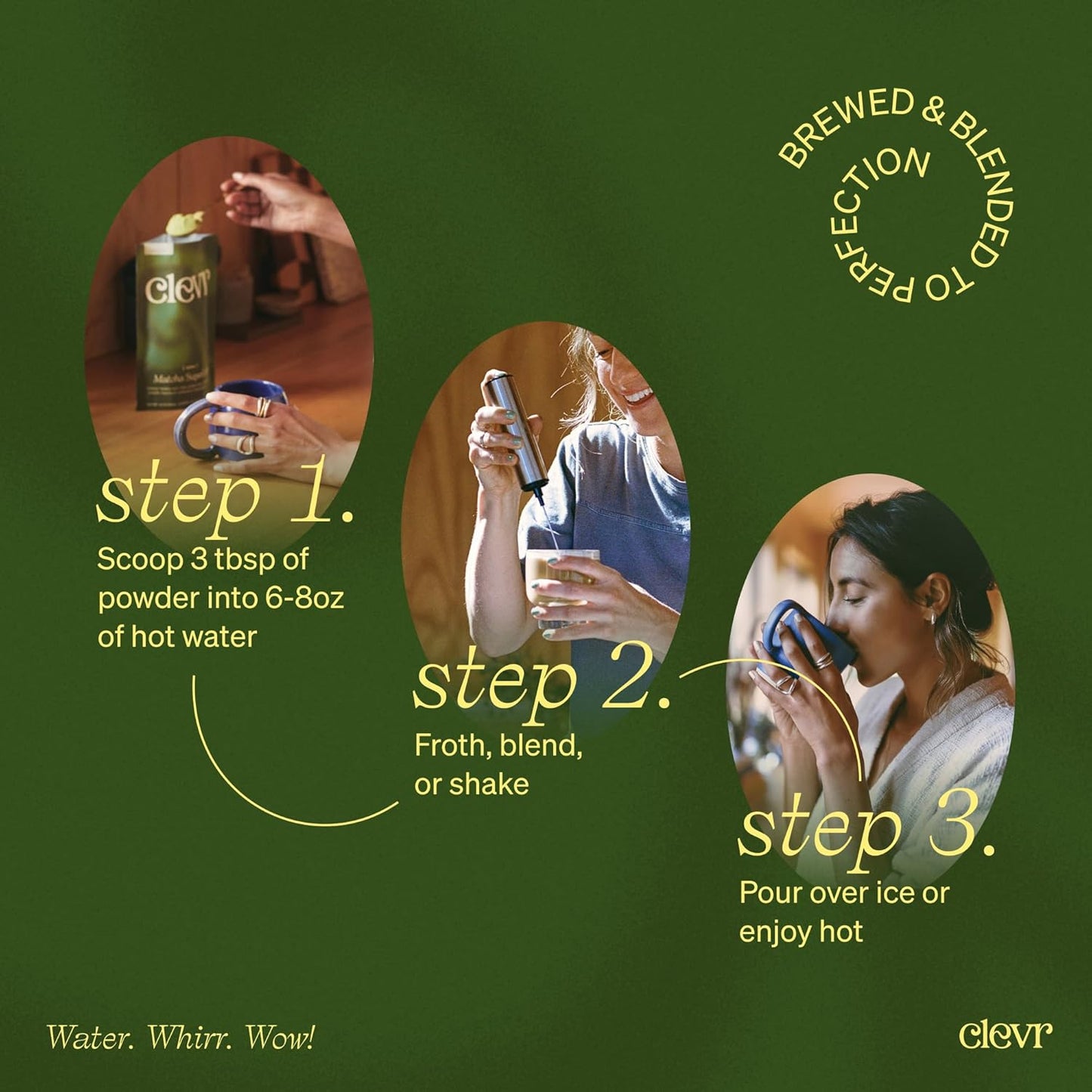 Clevr Blends Pistachio Matcha SuperLatte, Organic Ceremonial Grade, Instant Superfood Powder Blend with Lions Mane, Reishi Mushroom, Coconut Cream, Oat Milk, Ashwagandha, Serve Hot or Iced (14 Lattes)