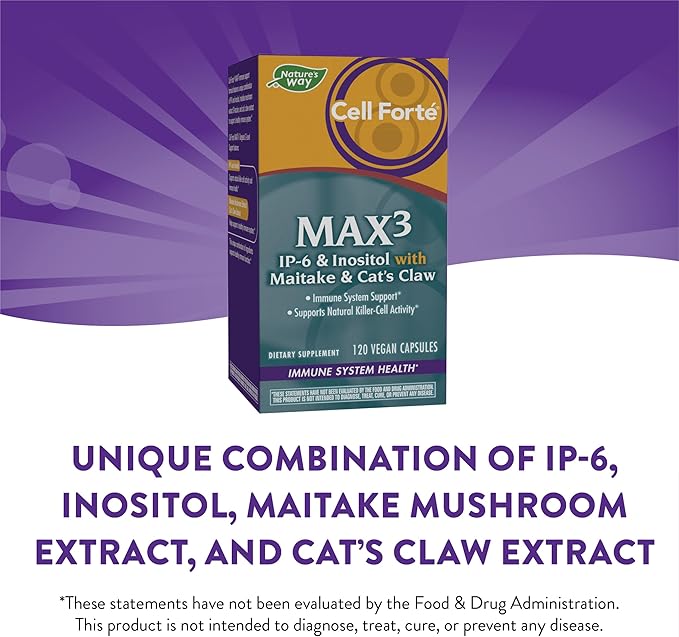 Nature's Way Cell Forté MAX3 IP-6 & Inositol with Maitake & Cat's Claw, Immune Support and Natural Killer-Cell Activity*,120 Capsules