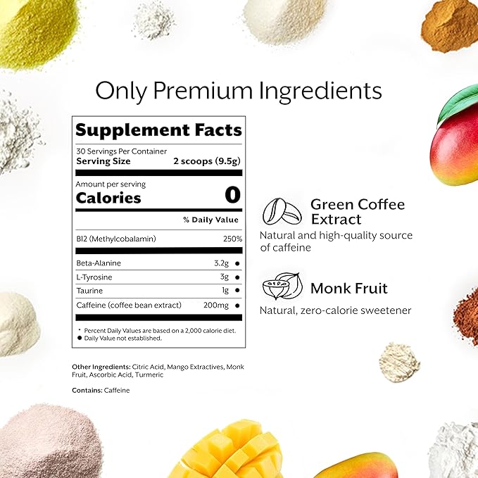ProMix Nutrition Pre-Workout - Maximize Focus and Performance - Free of Stevia, Xanthan Gum, Soy, Gluten and GMOs - Mango - 30 Servings (Pack of 1)-HarmonyPath Wellness