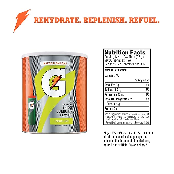 Gatorade Thirst Quencher Powder, Lemon-Lime, 51oz Powder (Pack of 3)