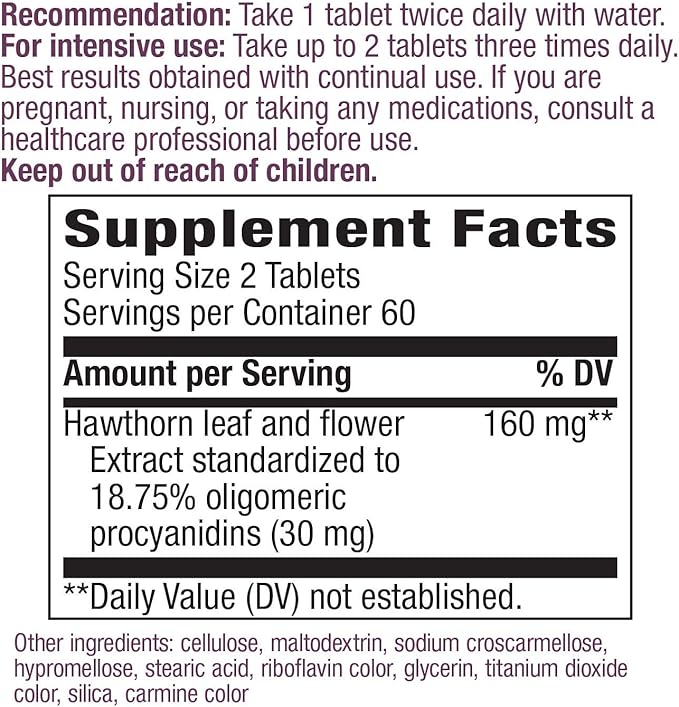 Nature's Way Heart Care Hawthorn Extract, Supports Healthy Heart Function*, 120 Tablets