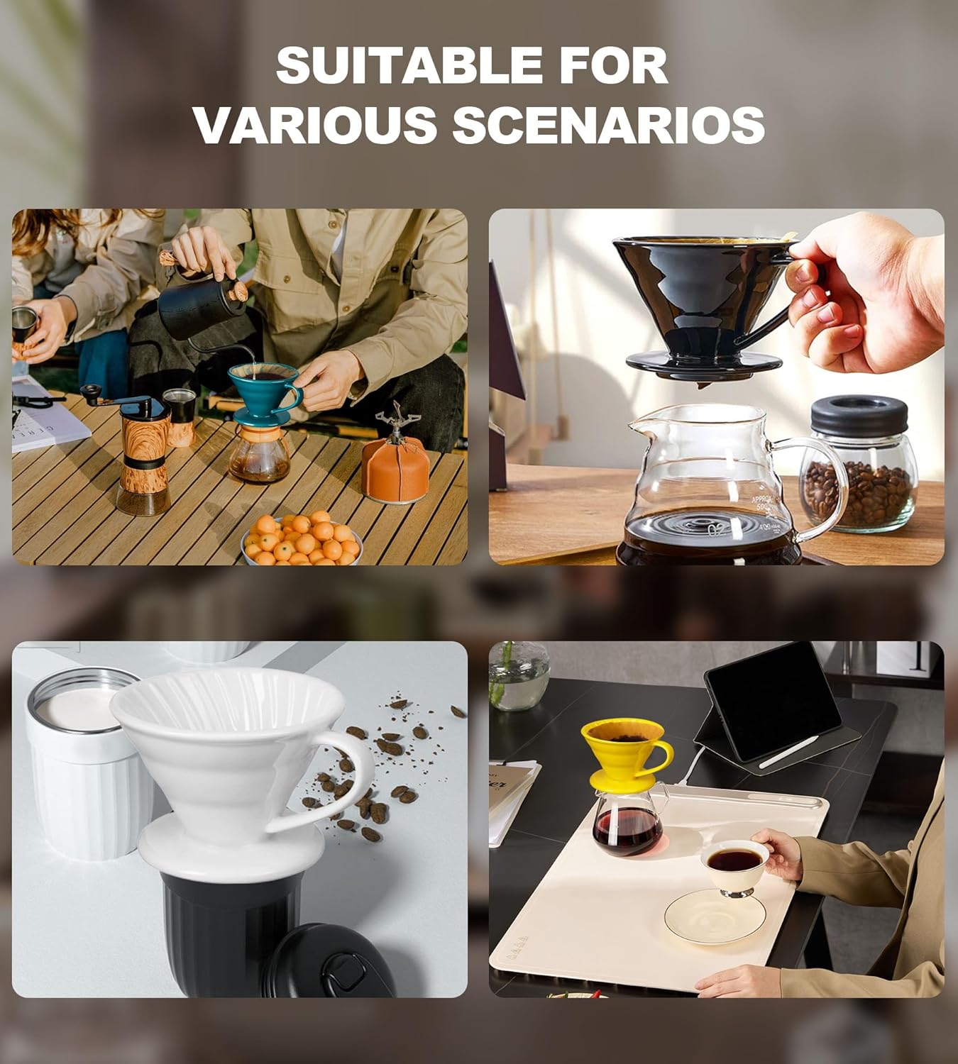 Pour Over Coffee Dripper - Ceramic Pour Over Coffee Maker Cone, Porcelain Coffee Drip, Pour Over Single Cup, Manual Brew Maker for Home, Cafe, Office - 1-4Cup, V60 Size 02 (Dark green)