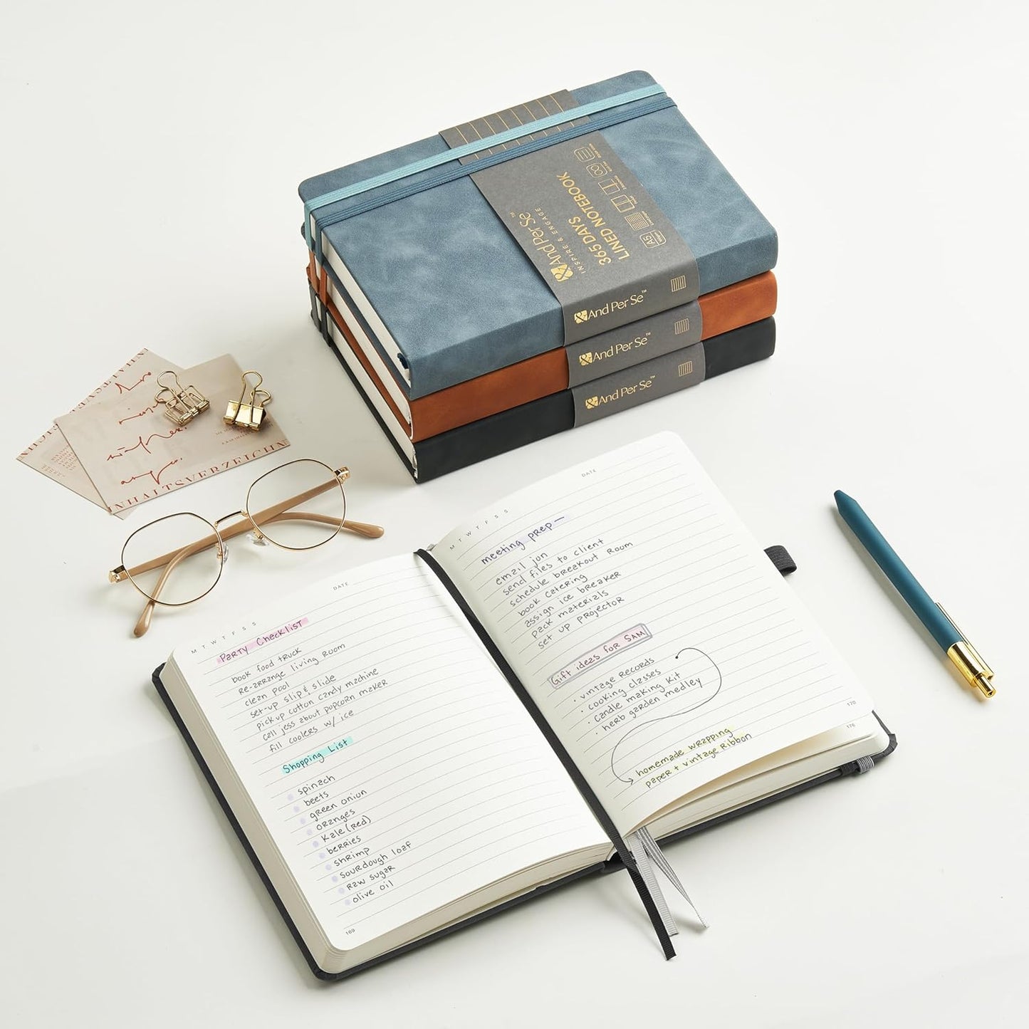 &And Per Se Lined Journal Notebook, 365 Pages, A5, 5.7'' x 8'' 100GSM Thick Paper, Journals for Writing, Hardcover Notebooks for Women Men (Black)