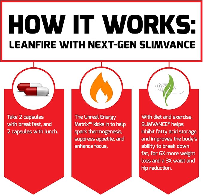 FORCE FACTOR LeanFire with Next-Gen SLIMVANCE Advanced Thermogenic Fat Burner for Weight Loss with B Vitamins and Capsimax to Boost Metabolism, Increase Energy, and Enhance Focus, 60 Capsules