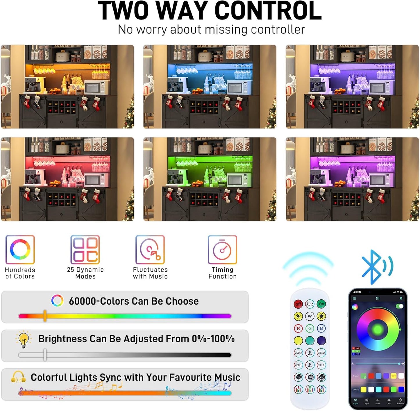 74" Tall 63" Wide Larg Bar Cabinet w/ Outlet,6000-color LED Light,Pegboard,Farmhouse Hutch Bar Cabinet w/Barn Door,2 Big Drawers,Adjustable Shelves,10 Wine & Glasses Rack,5 Hook for Kitchen,Black