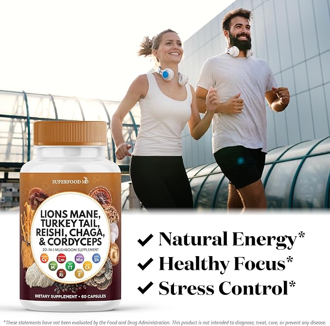 Lions Mane 3000mg 20in1 Mushroom Supplement with Turkey Tail 2000mg Reishi 1000mg Cordyceps Chaga 1000mg with Marshmallow Root - 180 Count