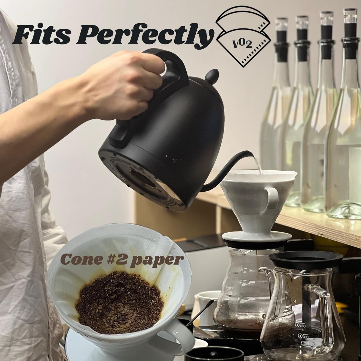 Pour Over Coffee Dripper - Ceramic Pour Over Coffee Maker Cone, Porcelain Coffee Drip, Pour Over Single Cup, Manual Brew Maker for Home, Cafe, Office - 1-4Cup, V60 Size 02 (Lake blue)