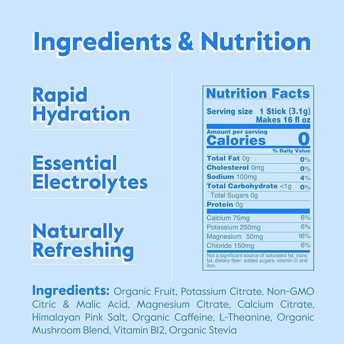 Nectar Energy Booster - Organic Caffeine, B12 & Electrolytes - Sugar Free & Zero Calorie – Healthy Coffee, Energy Drink & Soda Alternative – Hydration & Energy Supplement (Variety 30 Powder Packets)