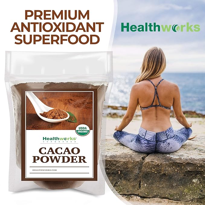 Healthworks Superfoods Organic Cacao Powder - 16 Oz / 1 Lb - Cocoa Chocolate Substitute - Rich Choclate Flavour - Sugar-Free, Keto, Vegan & Non-GMO - Peruvian Bean/Nut Origin - Antioxidant Superfood-HarmonyPath Wellness
