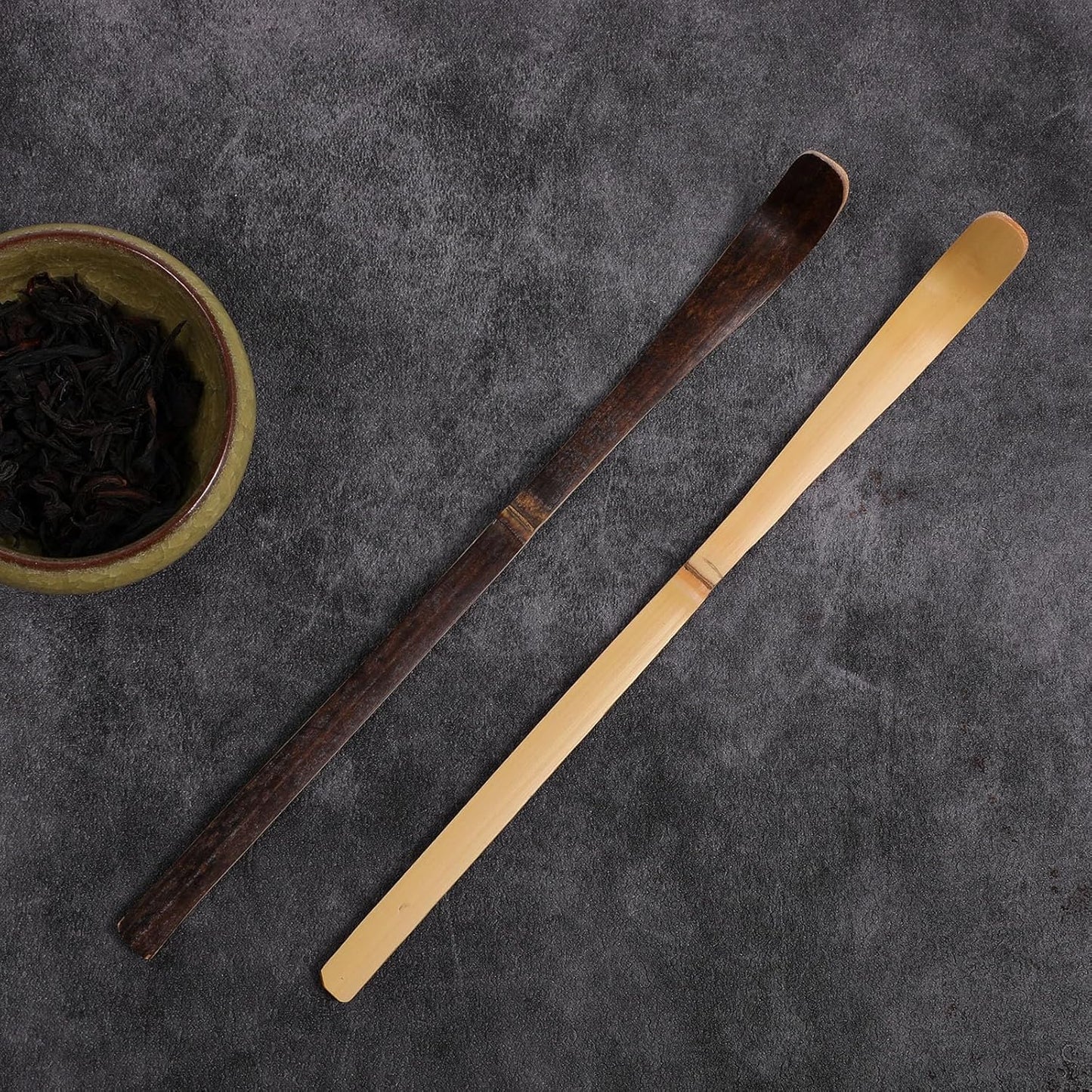2 Pcs Matcha Spoons, Bamboo Scoop Tea Leaf Sticks Tea Whisk Scooping Teas Ceremony Utensil Chashaku Hooked Green Teas Spoon for measuring Coffee Powder Espresso Lover Spices Condiments
