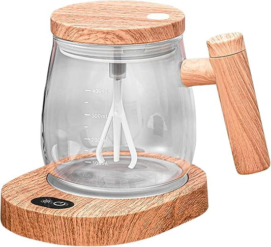 Automatic coffee cup，Rechargeable Glass Self Mixing Cup With Lid and Warming Coaster, 400ml Self Mixing Cup For Home/Travel/Office, Suitable For Coffee/Protein Powder Electric Coffee Cups
