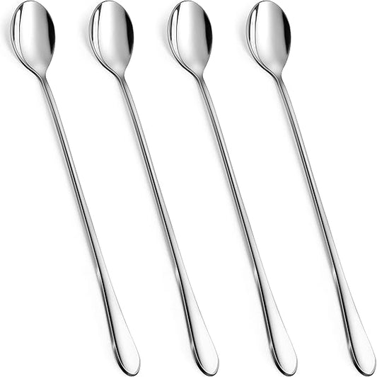 Rainspire 9-Inch Long Coffee Spoons for Coffee Bar, Coffee Stirrers Ice Cream Spoon Tea Spoons Stainless Steel Long Spoon for Cocktail Stirring Iced Tea, Coffee Bar Accessories, 4 Pack