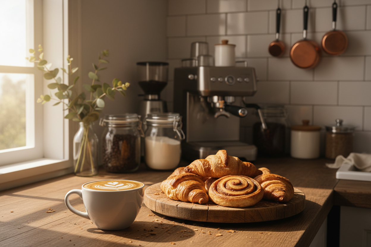 At Café Cravings, we believe that the perfect café experience doesn’t have to stay outside your door—it can happen right in your own kitchen. Our mission is to help coffee lovers and home bakers turn everyday moments into something extraordinary. From the first morning cup to late-night baking sessions, we provide the tools and inspiration to make every sip and every bite memorable. (make it real photo)